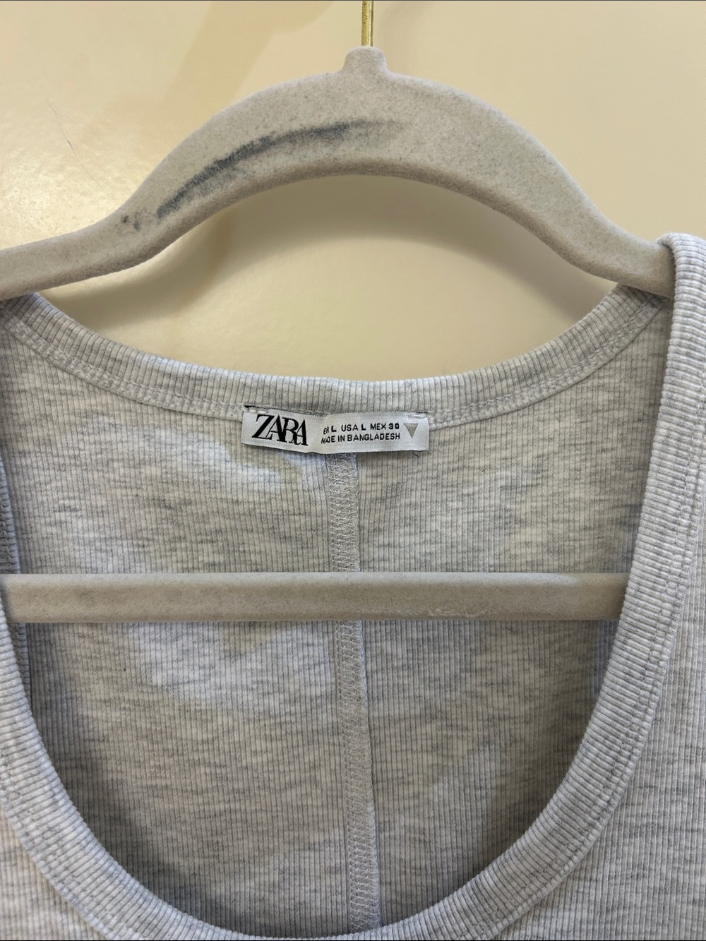 ZARA Light Gray Ribbed Crop Tank - Picture 2 of 3